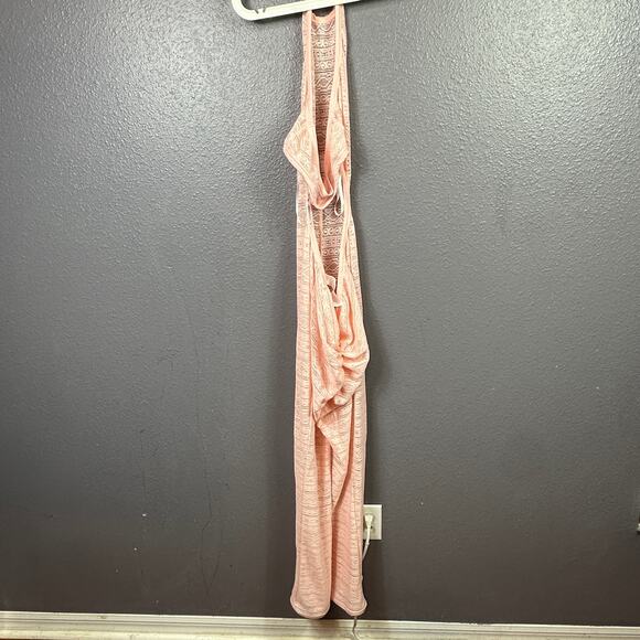 Yitty Crochet Knit Jumpsuit Size Medium Pink Flare Leg - Picture 3 of 8